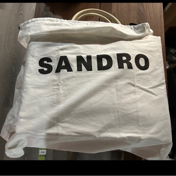 SANDRO Light Cream Chain Embellished Women’s Leather Tote Bag - Picture 6 of 6